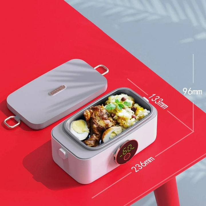 Kabellose elektrische Lunchbox, 1000ml, USB wiederaufladbar, tragbar, isoliert, weiß.