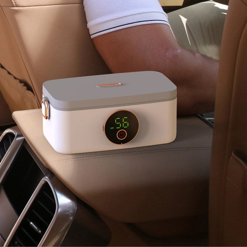 Tragbare elektrische Lunchbox, 1000ml, USB-aufladbar, grau, für Auto, isoliert, 16000mAh.