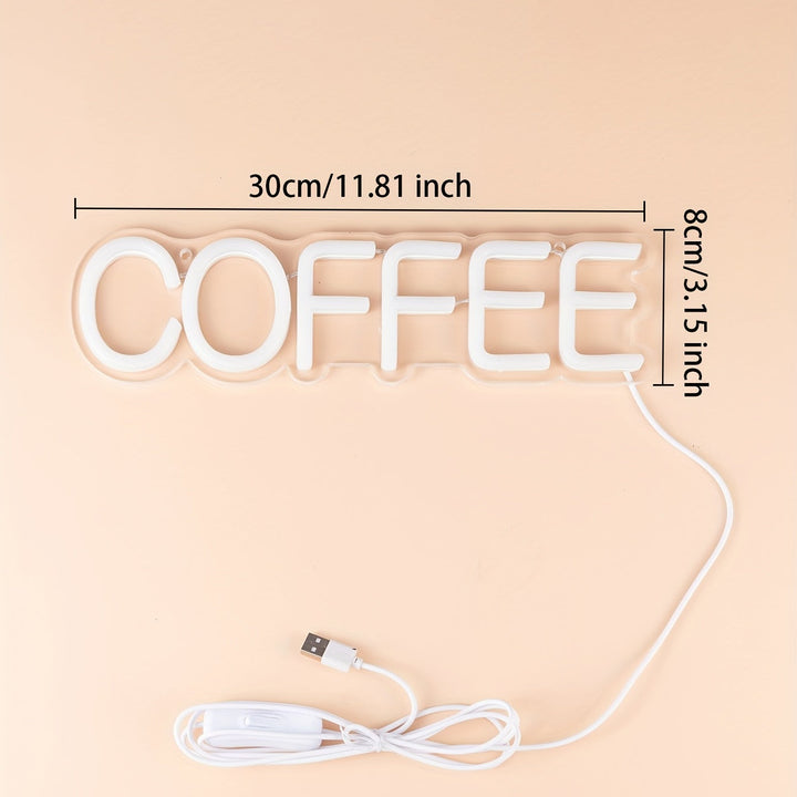 Leuchtschild "COFFEE" LED Neon, USB-betrieben, 30x8cm, weiß, Wanddekoration Café