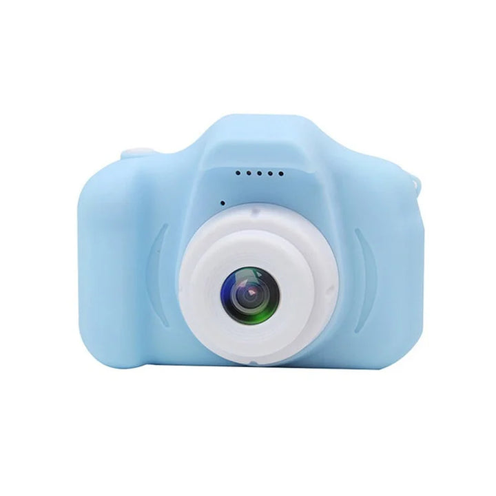 Blaue Kinderkamera, digital, kompakt, Kunststoff, Spielzeugkamera, Fotografie, Geschenkidee.