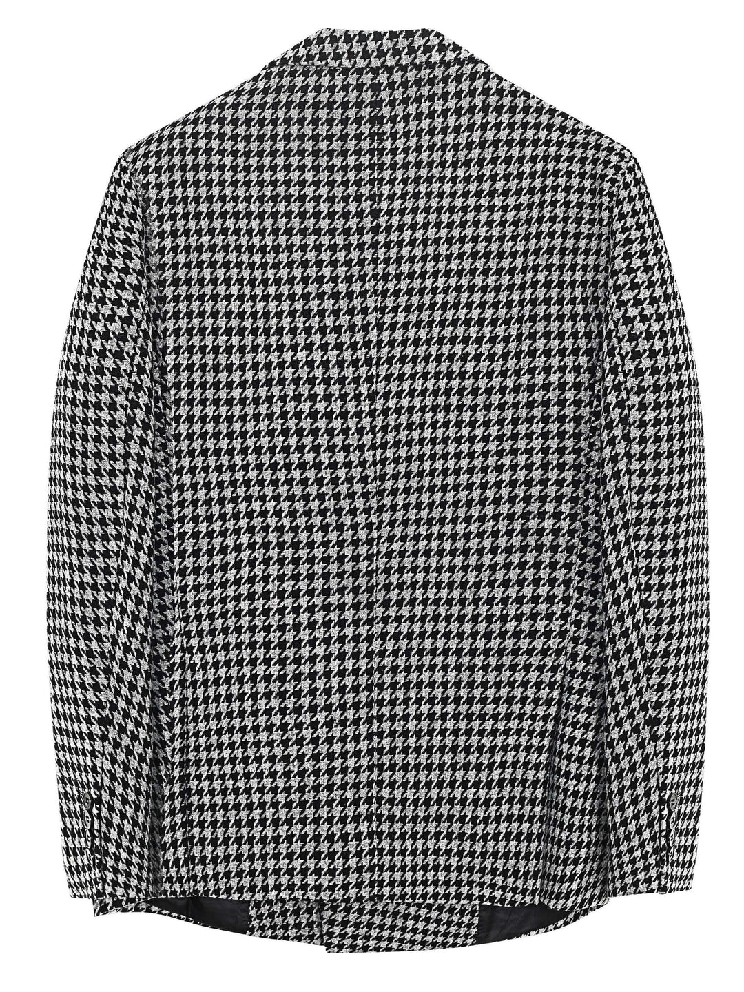 Schwarz-weißer Hahnentritt-Blazer, Herrenmode, eleganter Anzugjacke, klassisches Muster.