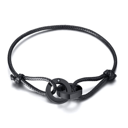 Schwarzes verstellbares Karma-Armband mit Kreisanhänger, spiritueller Yoga-Schmuck.