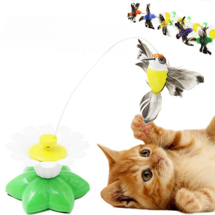 Spielzeug für Katzen, interaktiver Schmetterling, Blume, gelb-grün, Unterhaltung, Haustierbedarf.