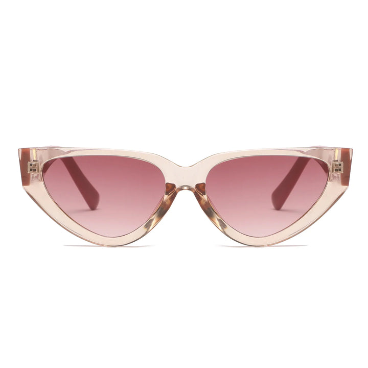 Rosa Cat-Eye Sonnenbrille, transparentes Gestell, modisches Accessoire, UV-Schutz.