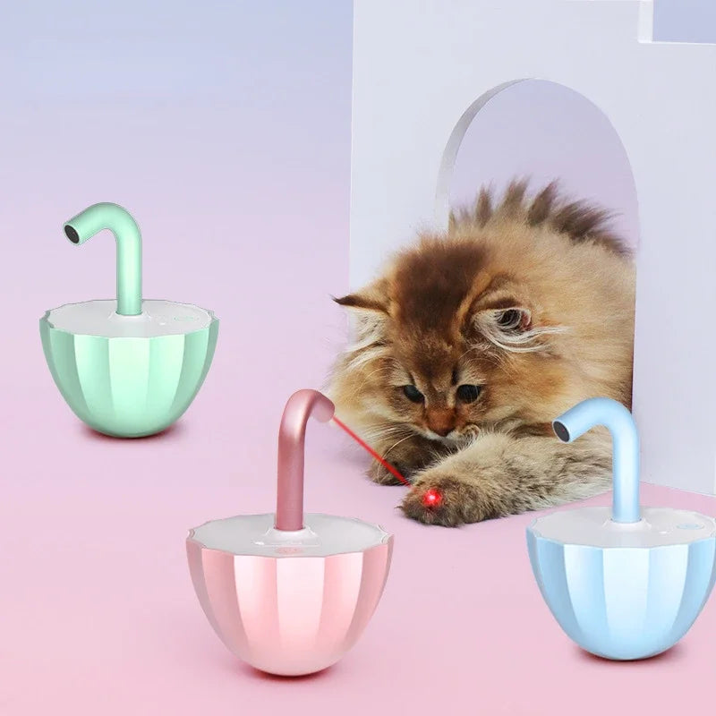 Katzenbrunnen mit Laser, grün, rosa, blau, Haustiertränke, interaktives Katzenspielzeug.