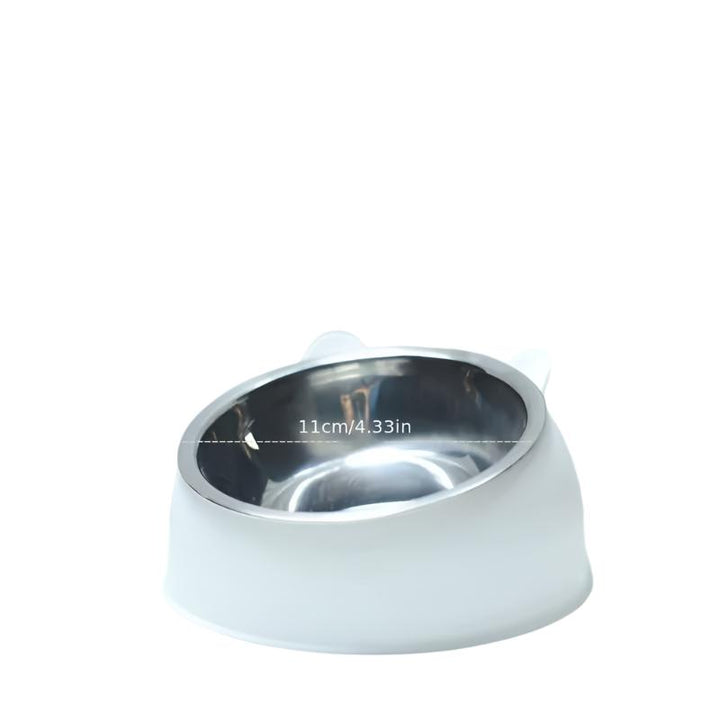 Weiße Katzenschüssel aus Edelstahl, 11 cm, rutschfest, für Futter und Wasser.