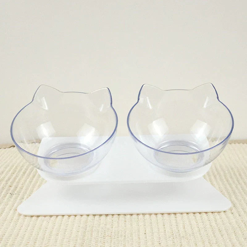 Transparente Katzennäpfe mit Ohren, rutschfest, erhöht, Futterschalen für Haustiere.