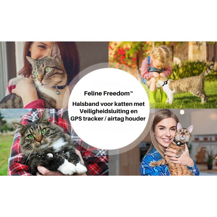 Katzenhalsband mit GPS-Tracker, Sicherheitsschließe, Airtag-Halter, Feline Freedom™.