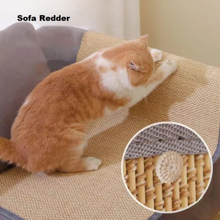 Katzenkratzmatte auf Sofa, beige, Kratzschutz, Möbel, Haustierbedarf, langlebig, rutschfest.
