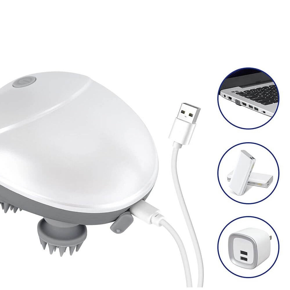 Weißer elektrischer Katzenmassagegerät mit USB-Anschluss, tragbar, für Haustierpflege.