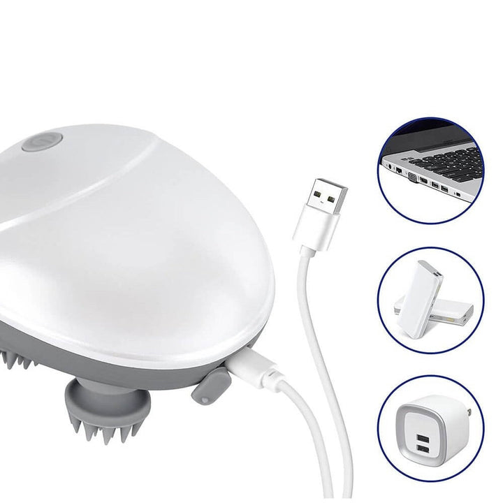 Weißer elektrischer Katzenmassagegerät mit USB-Anschluss, tragbar, für Haustierpflege.