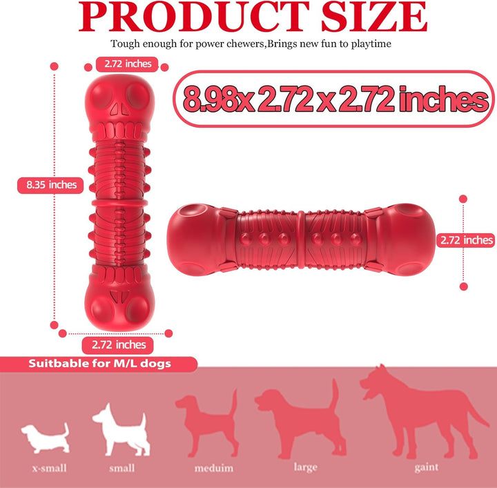 Rotes Hundespielzeug aus Gummi, robust, für mittelgroße bis große Hunde, 8,98 Zoll.