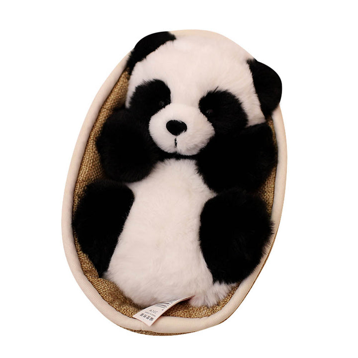 Plyšová panda s odnímatelným košíkem – měkké polstrování a dekorativní – 20 cm