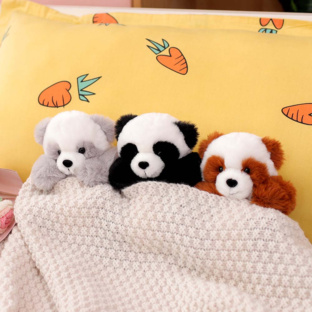 Plyšová panda s odnímatelným košíkem – měkké polstrování a dekorativní – 20 cm