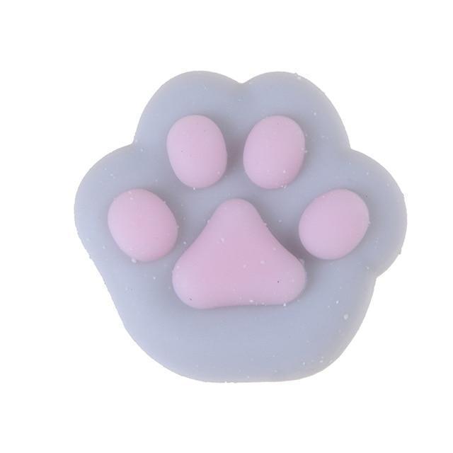 Graue Kawaii Katzenpfote Squishy Stressball, rosa Details, weiches Spielzeug, Stressabbau.