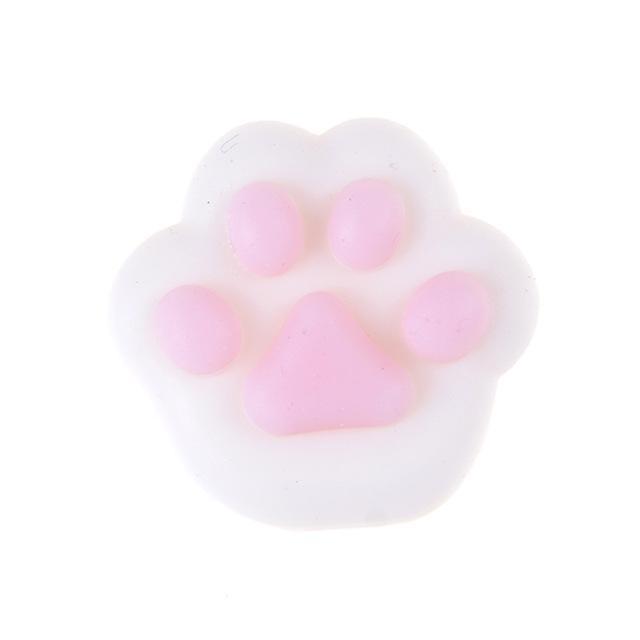 Kawaii Katzenpfote Squishy Stressball, weiß-rosa, Stressabbau Spielzeug, Geschenkidee.