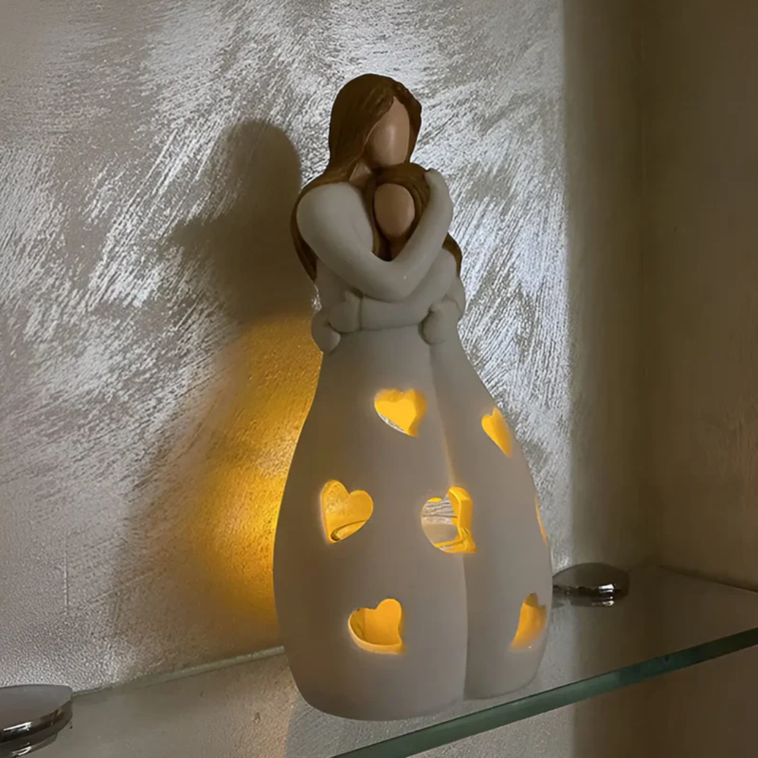 Keramiklampe Paar, Herzmuster, warmes Licht, romantische Dekoration, Wohnzimmer, Geschenkidee.