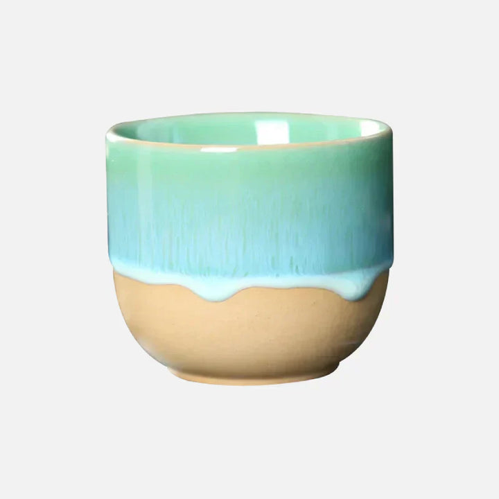 Keramische Teetasse, grün-blau, 120ml, Porzellan, Kung Fu Stil, Geschenk, Tischgeschirr.