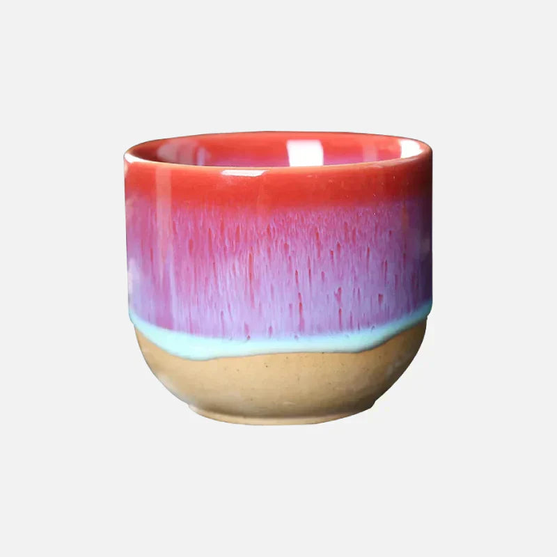 Keramik-Teetasse, rot-blau, 120ml, Porzellan, Kung-Fu-Stil, Geschenk, Tischgeschirr.