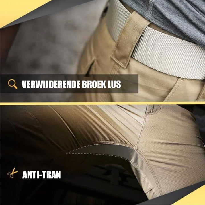 Herren-Outdoor-Hose beige, atmungsaktiv, mit Gürtel, ideal für Wandern und Trekking.