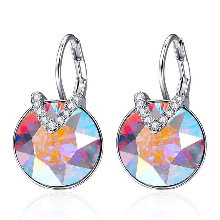Regenbogen-Kristall-Ohrringe, silber, funkelnd, modisch, Schmuck für Damen, Geschenkidee.