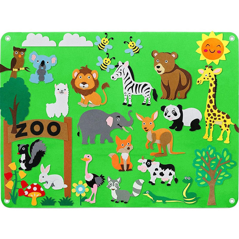 Montessori Filzbrett Spielzeug, Zoo-Tiere, DIY, Kinder, Lernspiel, bunt, pädagogisch.