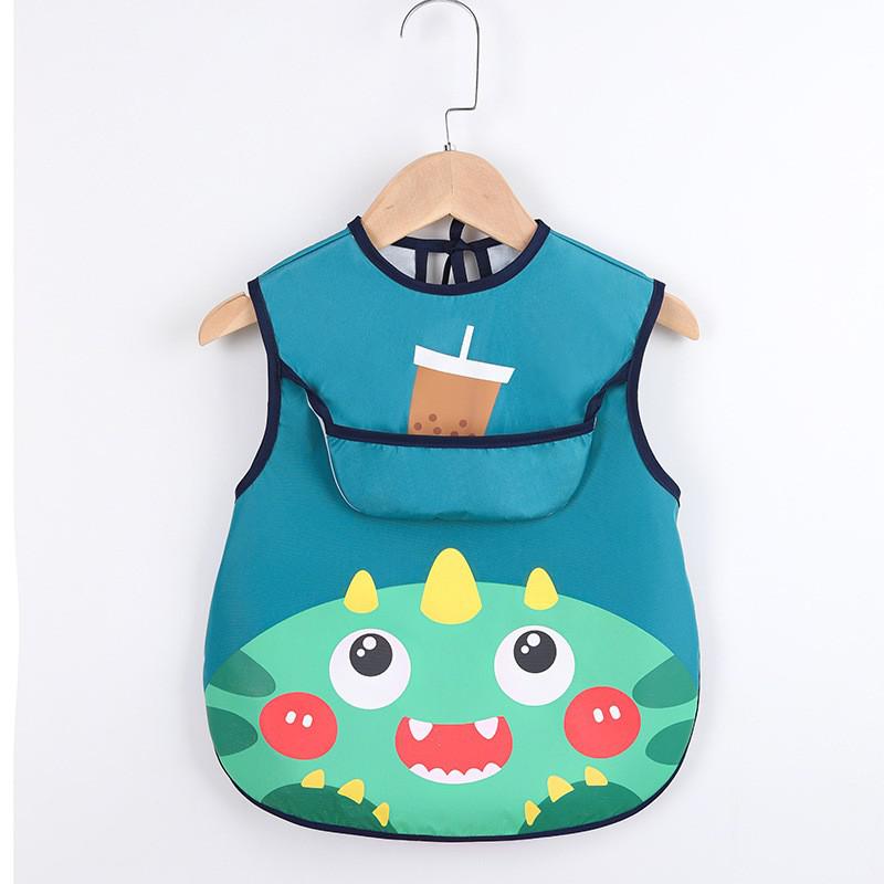 Blauer Kinderlatz mit Dinosaurier-Design, wasserdicht, BPA-frei, mit Tasche, für Kleinkinder.