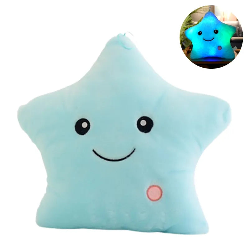 Blaue Sternkissen für Kleinkinder, weiches Plüschmaterial, leuchtend, dekorativ.