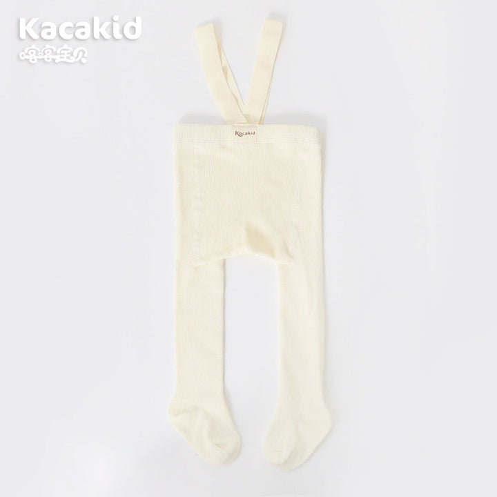 Weiße Babystrumpfhose mit Trägern, Baumwolle, Kacakid, bequem, weich, für Neugeborene.