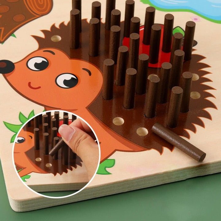 Holz-Igel-Brettspiel für Kinder, Lernspielzeug, Kindergarten, braun, pädagogische Hilfsmittel.
