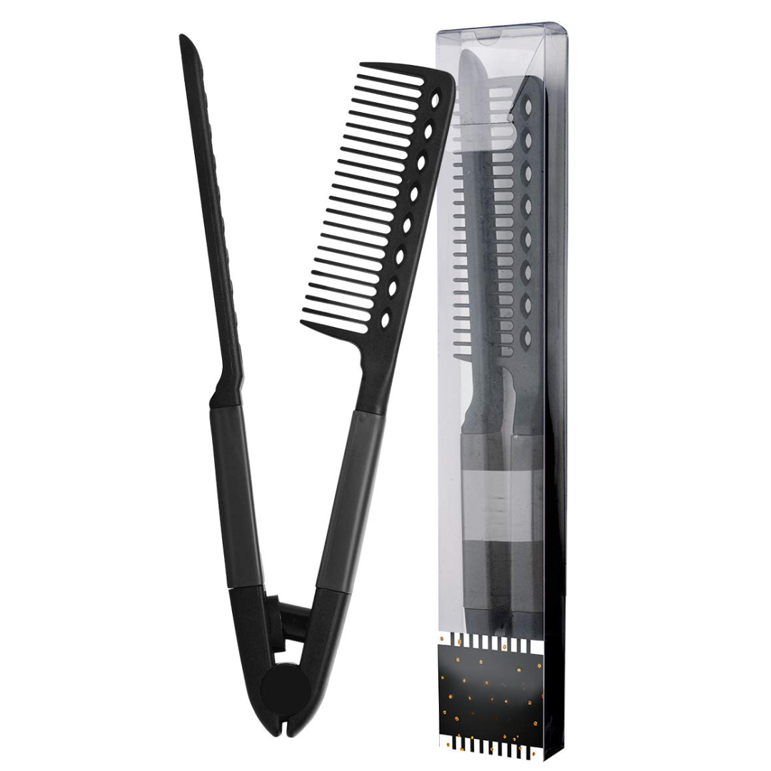 Schwarzer Faltkamm aus Kunststoff, ideal zum Stylen und Entwirren von Haaren.