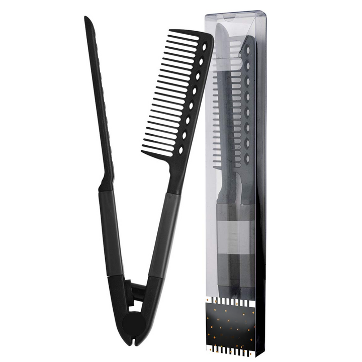 Schwarzer Faltkamm aus Kunststoff, ideal zum Stylen und Entwirren von Haaren.