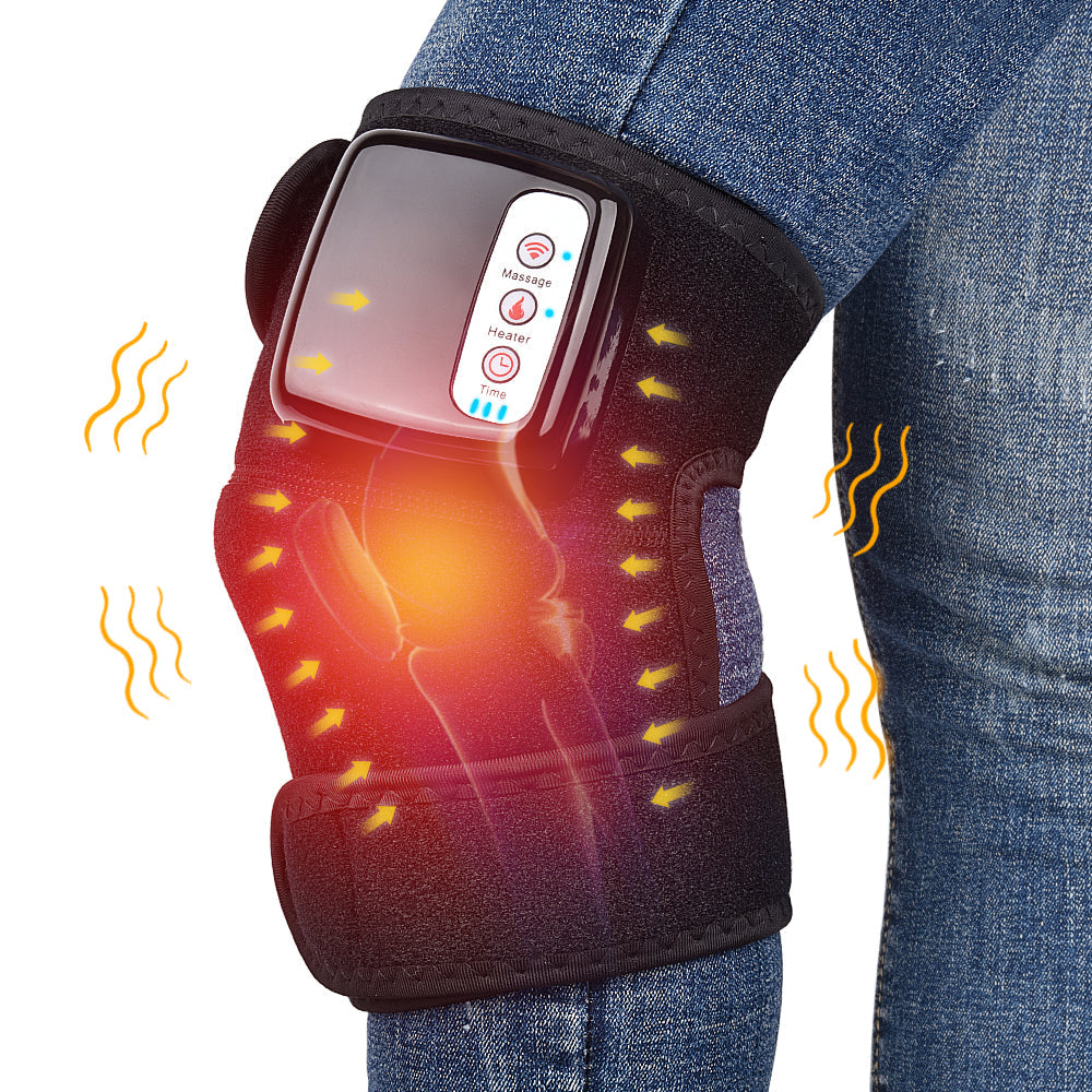 Infrarot-Knie-Massagegerät, schwarz, Wärmefunktion, für Schmerzlinderung und Entspannung.