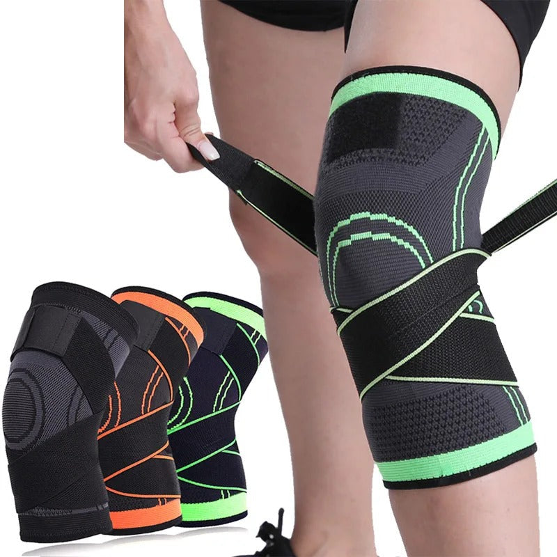 Knieschoner Kompressionsbandage, verstellbar, schwarz-grün, Sport, Unterstützung, Damen-Herren.
