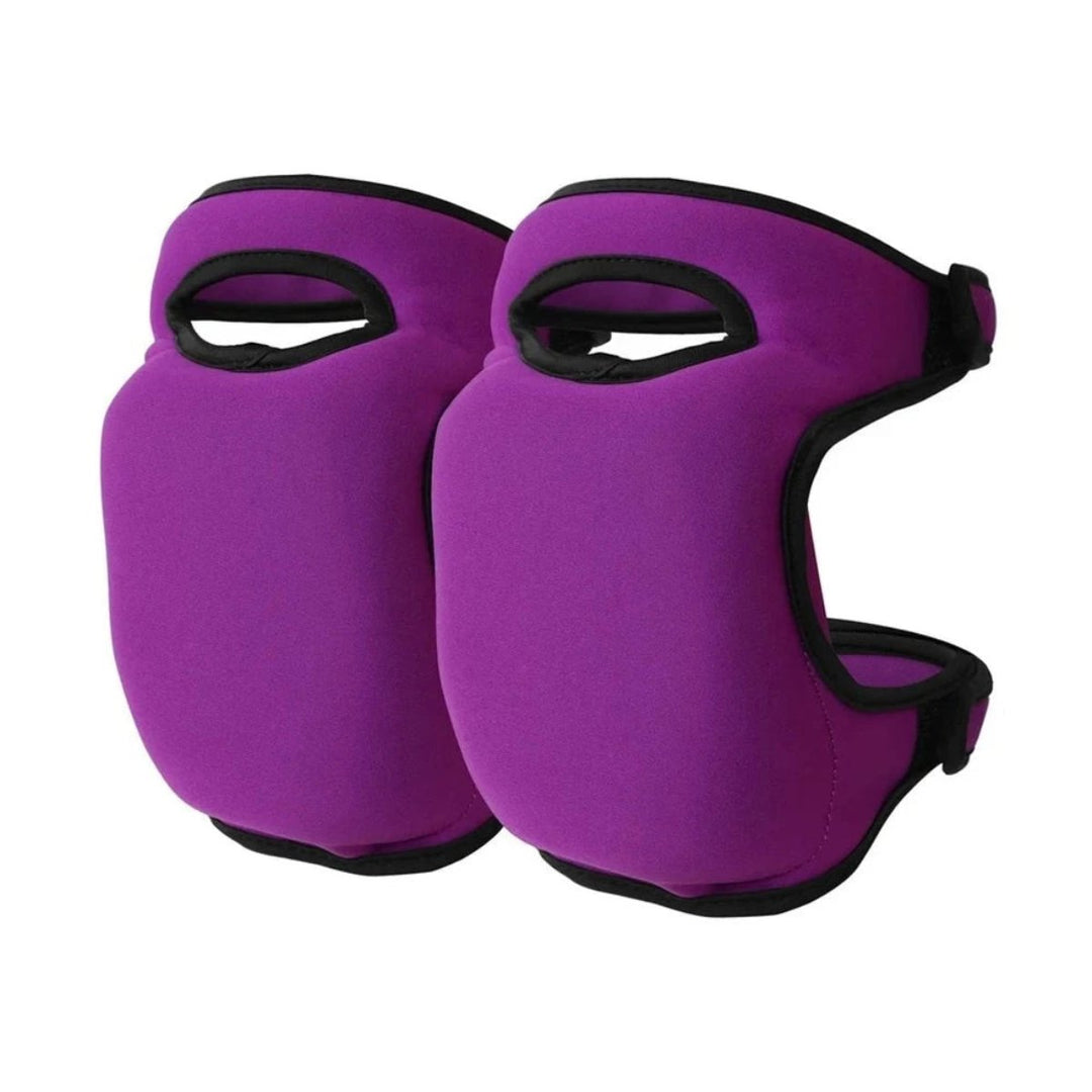 Lila Knieschoner, Neopren, verstellbar, Schutz für Sport und Arbeit, ergonomisches Design.