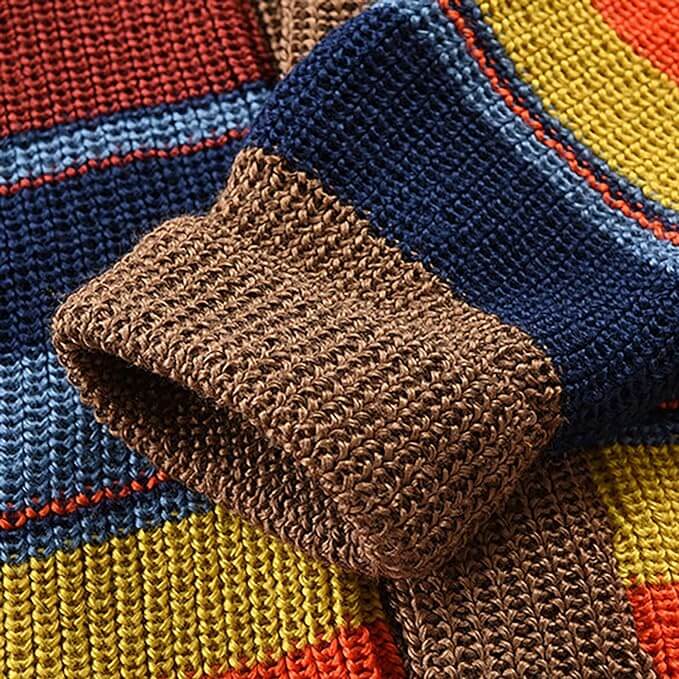 Pánský pletený cardigan s barevným blokem a geometrickým vzorem – Leandro