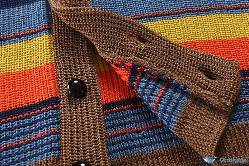 Pánský pletený cardigan s barevným blokem a geometrickým vzorem – Leandro