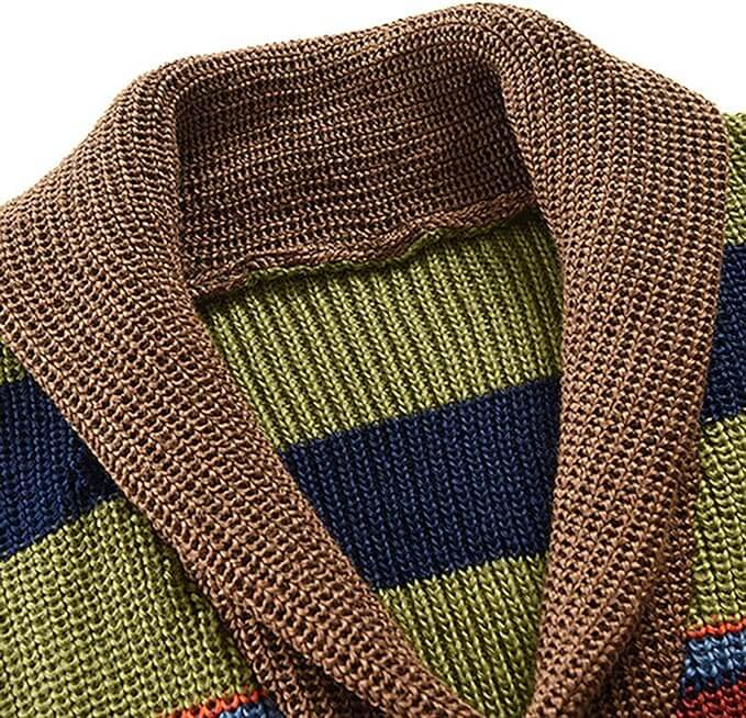 Pánský pletený cardigan s barevným blokem a geometrickým vzorem – Leandro