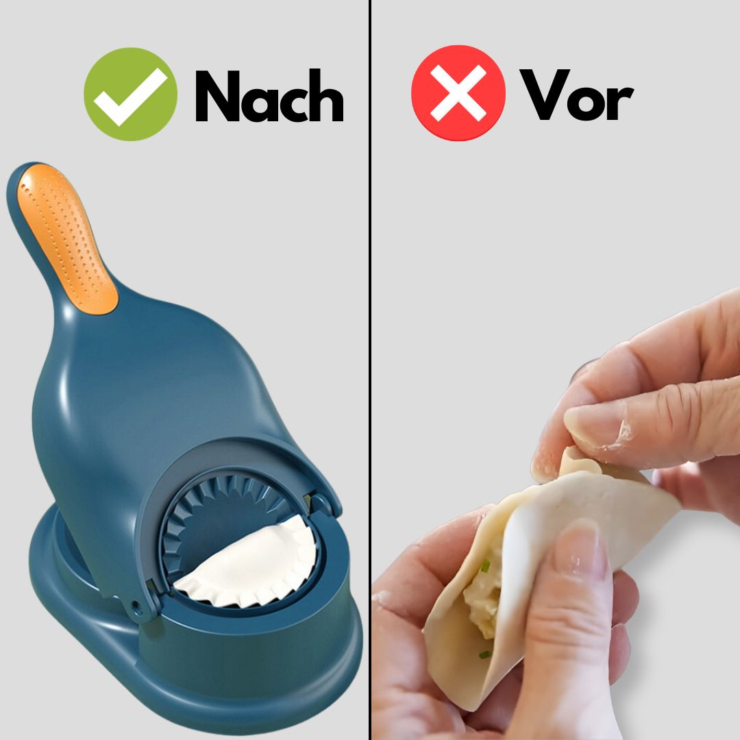 2-in-1 Knödelmaschine, blau, Kunststoff, manuell, Teigformer, Küchenhelfer, effizient.