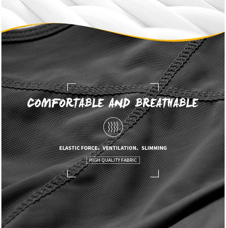 Schwarzes, atmungsaktives Sportshirt aus hochwertigem Stoff, elastisch und figurformend.