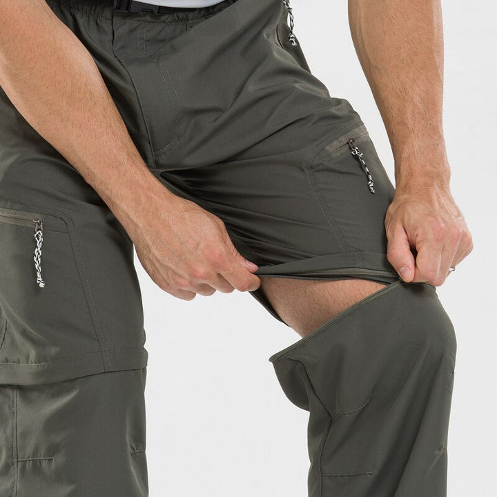 Männerhose, olivgrün, abnehmbare Beine, Outdoor, elastisch, Reißverschlusstaschen, Funktionshose.