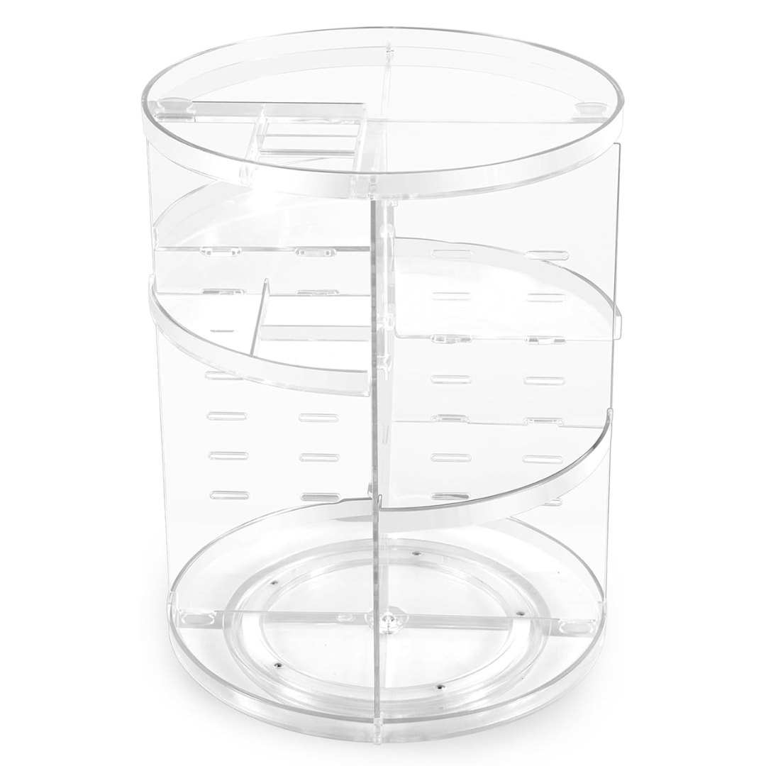Klarer Acryl-Organizer, drehbar, transparent, für Kosmetikaufbewahrung, platzsparend.