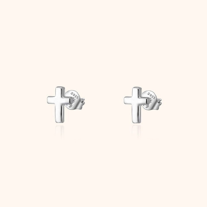 Silberne Kreuz-Ohrringe, 925 Sterling Silber, minimalistisches Design, modischer Schmuck.