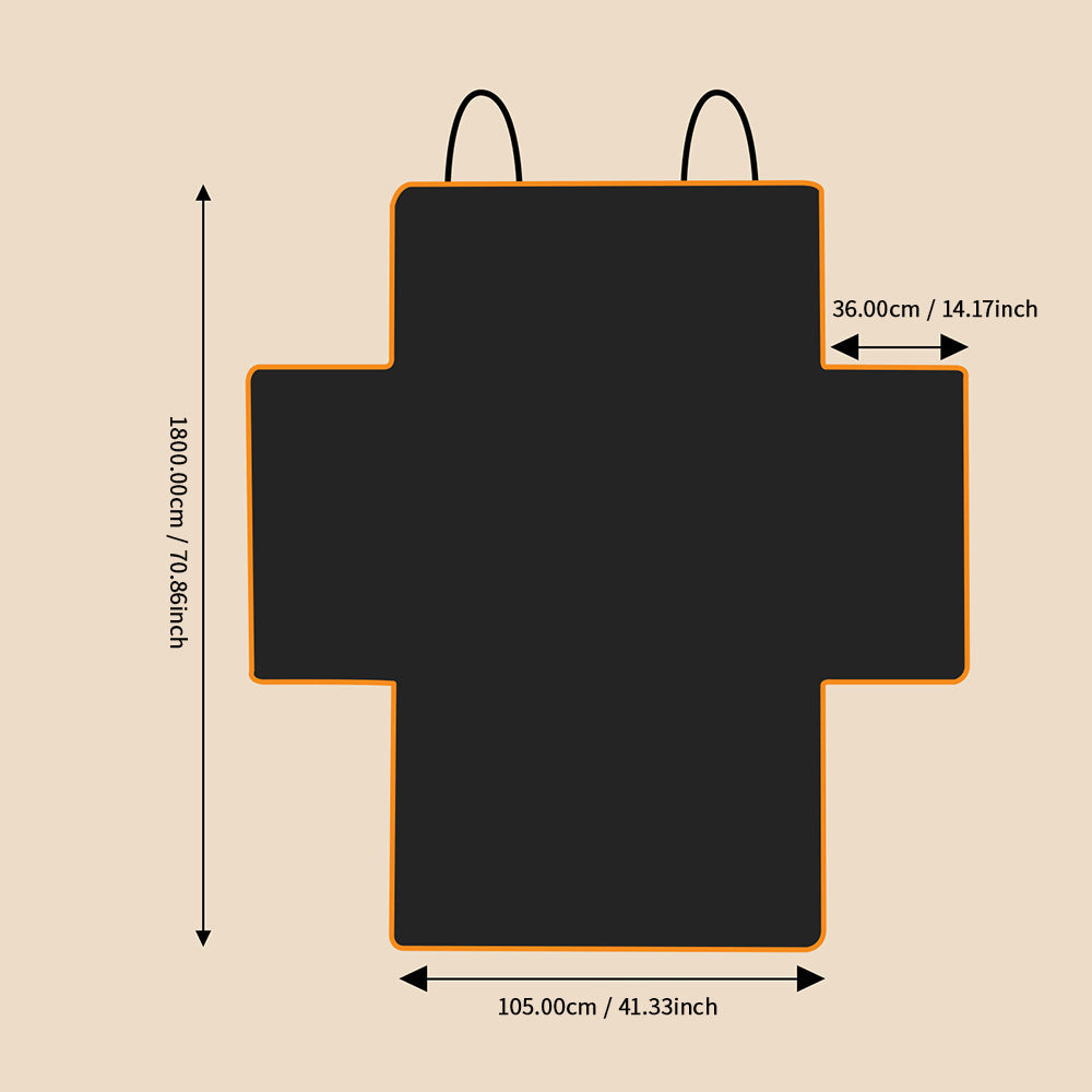 Schwarze Picknickdecke, Kreuzform, 180x105cm, Outdoor, wasserdicht, tragbar, Camping.