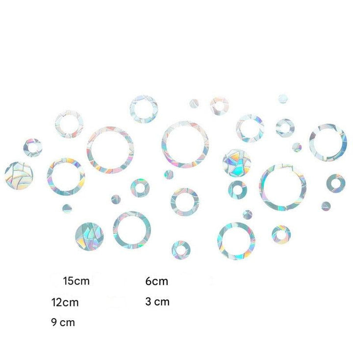 Verschiedene Größen holografische runde Aufkleber, transparent, reflektierend, dekorativ.