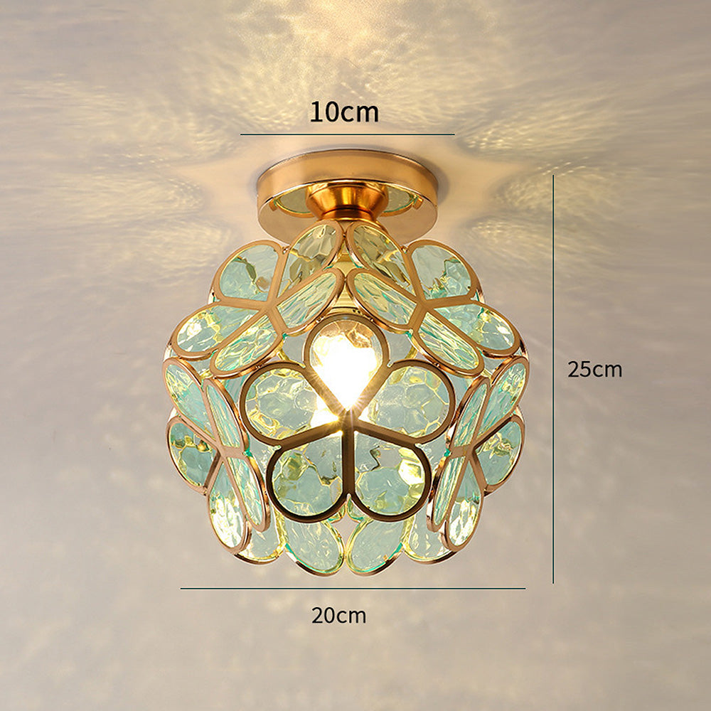Deckenleuchte aus Glas, goldfarben, 20 cm Durchmesser, dekorative Beleuchtung, modern.