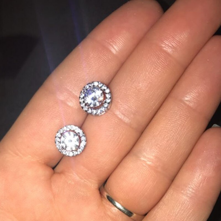 Zirkonia Ohrringe, rund, silber, kristallklar, hypoallergen, Damen, Hochzeit, Geschenk.