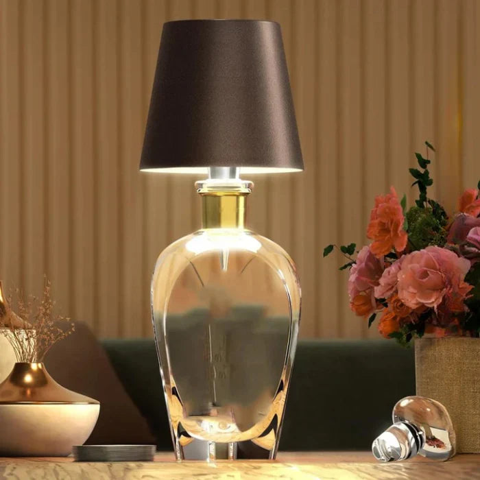 Kristall-Tischlampe mit schwarzem Schirm, elegantes Design, Wohnzimmer-Dekoration, modern.