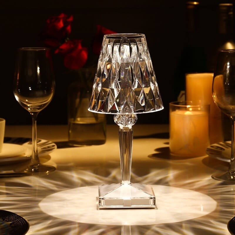 Kristall-Tischlampe, modern, transparent, elegantes Design, Beleuchtung, Wohnkultur, Vamoon.