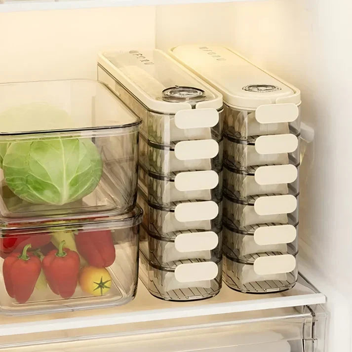 Kühlschrank-Organizer-Set, transparent, stapelbar, mit Deckel, für Gemüse und Obst.